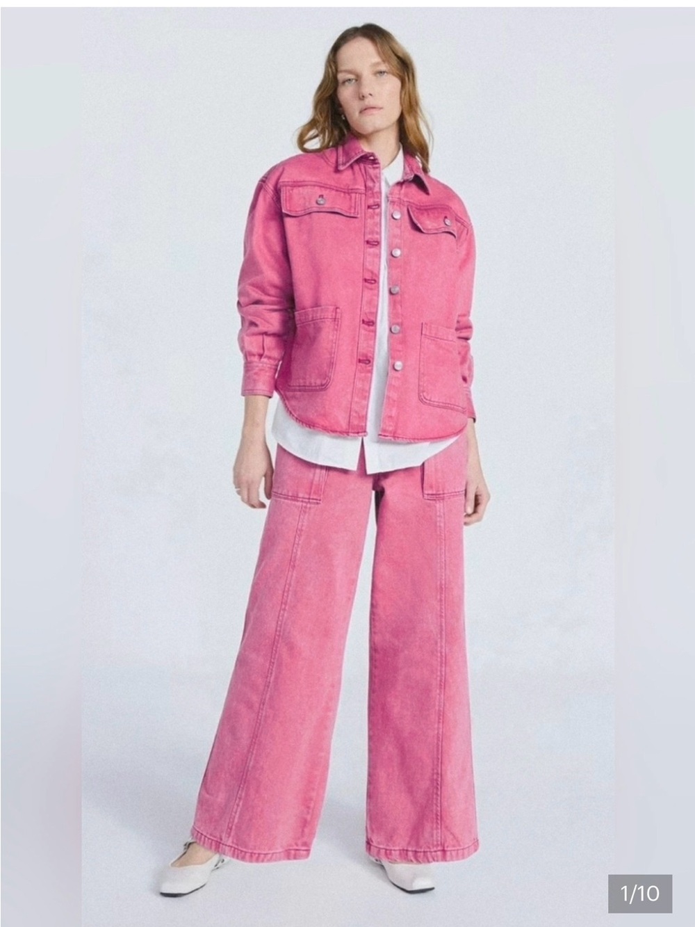 Pink Women's Oversized Denim Jacket - Brand